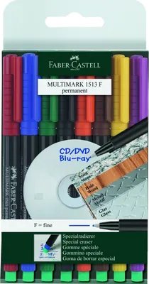 Produktbild von FABER-CASTELL MULTIMARK 1513 - Marker - permanent - 0.6 mm - fein - mit Radierer (Packung mit 8)
