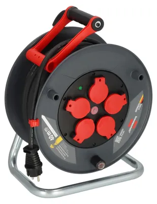 Produktbild von Brennenstuhl 9232400100, Schwarz, Rot, Kunststoff, 5 AC-Ausgänge, Gerade, 40 m, IP44