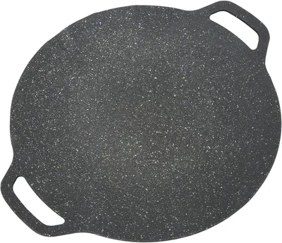 Produktbild von Koreanische Grillpfanne mit 6-lagiger Antihaftbeschichtung, runde Grillplatte für drinnen und draußen, Schwarz (34 cm)