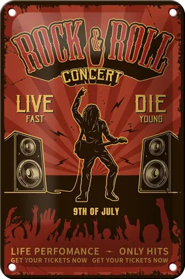 Produktbild von Blechschild Retro 12x18cm Rock&Roll Concert live 9th july