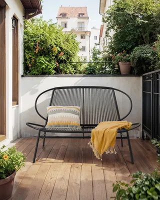 Produktbild von Songmics Gartenlounge-Set, Gartenbank, 2-Sitzer, Balkonbank, PE-Rattan, mit Rückenlehne