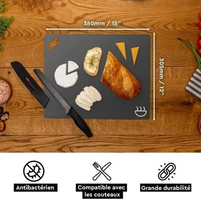 Image de Lot de 4 planches à découper en plastique, souples, colorées et de grande taille, pour un usage domestique