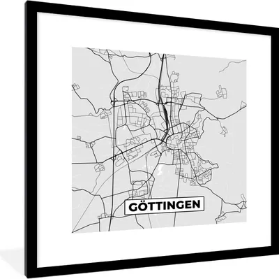 Produktbild von MuchoWow® Gerahmtes Poster Karte - Stadtplan - Deutschland - Göttingen - Karte 40x40 cm - Poster mit Schwarzem Bilderrahmen Wandposter Rahmen Foto Bilder - Poster - Plakat im Rahmen