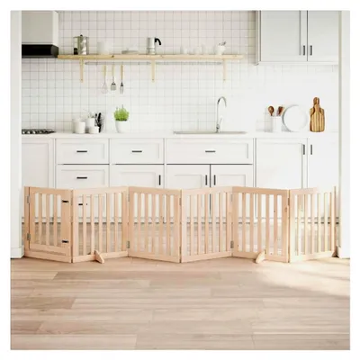 Produktbild von Hundegitter mit Tür Faltbar 6 Paneele 300 cm Pappelholz