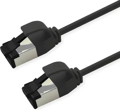 Produktbild von ROLINE S/FTP-(PiMF-) Patchkabel Cat.8 (Class I), Slim, LSOH, PoE, schwarz, 1,5 m