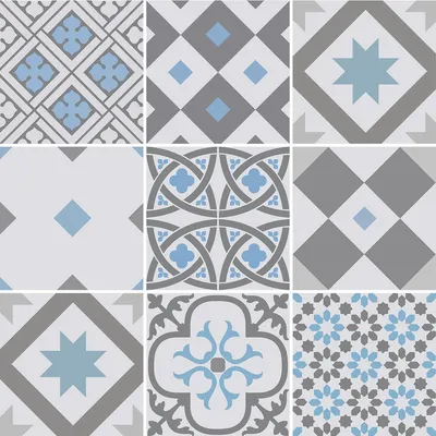 Produktbild von Selbstklebende Fliesenaufkleber für Küche und Bad – 9 Zementfliesenaufkleber, Azulejos Torrevieja – 9 Aufkleber, 15 x 15 cm