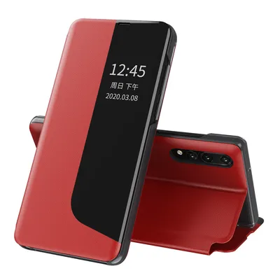 Obrázek produktu pro Pouzdro pro Huawei P20 Pro, Smart View Okénko Flip StojánekPolyuretanKožené Ochranné Pouzdro pro Huawei P20 Pro červené