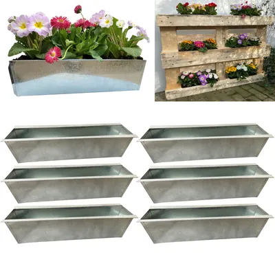 Produktbild von 6er Blumenkasten Set Balkonkasten Einsatz passend für Europaletten für Blumen, Kräuter und Früchte 6 Stück 38cm