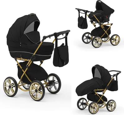 Produktbild von Klassischer Kinderwagen Sorento Gold 4 in 1 inkl. Sportsitz und Autositz in 19 Farben