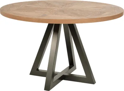 Productafbeelding van FURNLUX Eettafel Indus, eikenhout en grafiet, 125 cm / Hoofdkleur: Beige / Afmetingen: 125 x 77 x 125 cm