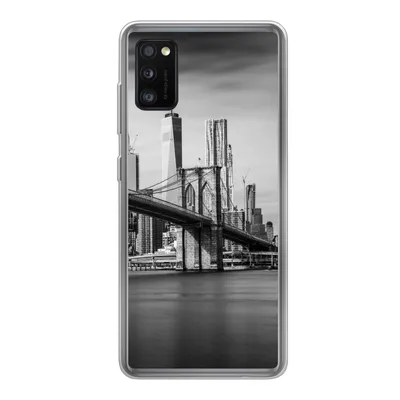 Produktbild von MuchoWow® Handyhülle Schutzhülle Hülle für Samsung Galaxy A41 Architektur - New York - Brooklyn Bridge - Wasser - Schwarz und weiß Silikon Softcase Handy Hülle - Mobiltelefon