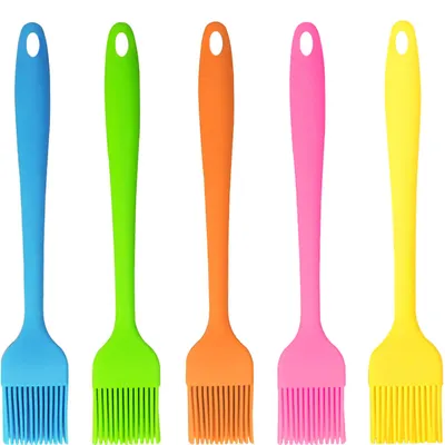 Image de Lot de 5 pinceaux à pâtisserie en silicone, pinceaux de cuisine pour la cuisson, la pâtisserie et les grillades, pinceaux en silicone résistants à la chaleur