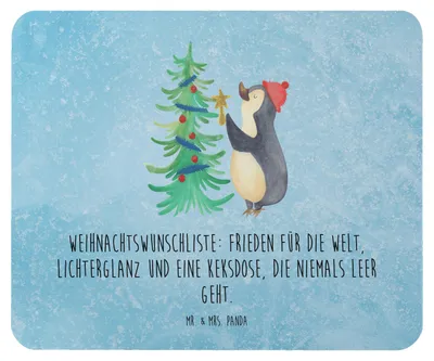 Produktbild von Mr. & Mrs. Panda Mousepad Pinguin Weihnachtsbaum - Eisblau - Geschenk, pc, Mouse Pad, Weihnachten, Winter, Mauspad, mousematte, laptop