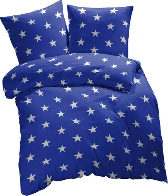 Zdjęcie produktu dla ETÉREA Renforcé pościel 200x200cm + 2x 80x80cm - 100% bawełniana poszwa na kołdrę stars naturalnie miękka - Pościel z poduszką 200x200cm poszwa na kołdrę + 2x 80x80cm poszewka na poduszkę 3-częściowa -  Green - Niebieski