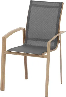 Produktbild von Garten-stapelsessel "axant" pfeffergrau &amp honey aluminium und texaline  - Hespéride