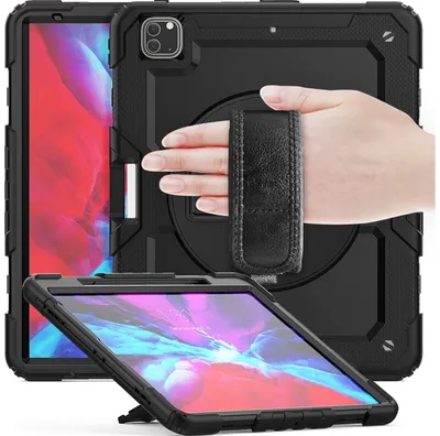 Produktbild von Mobigear SureGrip Xtreme iPad Pro 13 Zoll (2024) Hülle Kunststoff,Silikon Backcover + Stifthalter + Schulterträger + Ständer - Schwarz