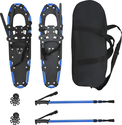 Zdjęcie produktu dla Rakiety śnieżne 3 w 1 z kijami trekkingowymi Niebieski i Czarny