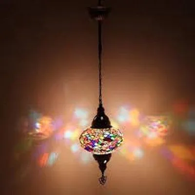 Obrázek produktu pro Turecká závěsná lampa s 12 cm barevnou mozaikou – orientální lampa pro atmosférické osvětlení