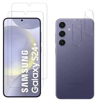 Produktbild von Gehäuse aus gehärtetem Glas für Samsung Galaxy S24 PLUS und Kameraschutz [2er-Pack] Displayschutzfolie  Phonillico®