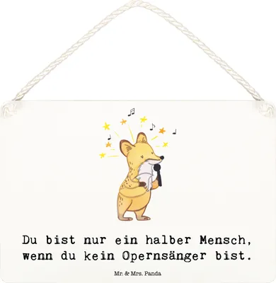 Produktbild von Mr. & Mrs. Panda holzbild Opernsänger Herz DIN A6 - Weiß - Geschenk, Deko Wandbild, Holzschild, kleine aufmerksamkeit, Holz, Schild