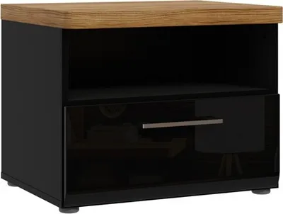 Produktbild von Furniture24 Nachttisch TULUZA TUZK012 Nachtschrank mit Schublade Schwarz Hochglanz