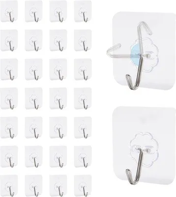 Produktbild von Selbstklebende, transparente Haken für Küche, Schlafzimmer und Badezimmer – 40 Stück