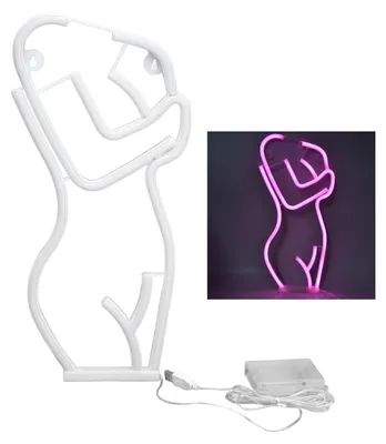 Image de Enseigne lumineuse LED néon, silhouette, art, décoration murale, alimentation USB, pour chambre à coucher, bar, fête, mariage, rose