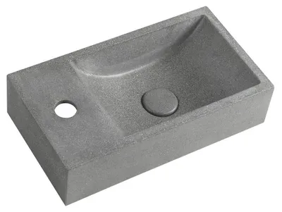 Obrázok produktu pre CREST L betónové umývadlo s výlevkou, 40x22 cm, čierna žula