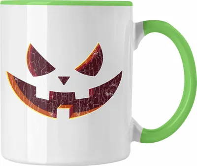 Produktbild von Trendation - Halloween Tasse Kürbis Dekoration Becher Kürbis Gesicht (Grün)