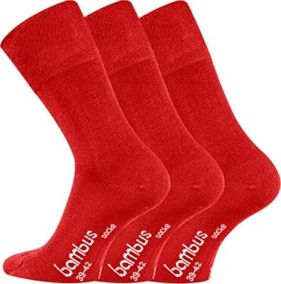 Produktbild von TippTexx 24 6 Paar Bambus Socken, DIE Geruchs-Killer, Rot, Größe 43-46