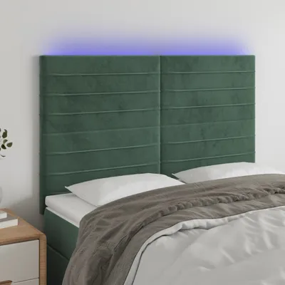 Produktbild von Cloris Designermöbel LED Kopfteil Dunkelgrün 144x5x118/128 cm Samt 2024 Neu