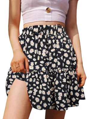 Produktbild von Kurzer, plissierter Rock für Damen – hohe Taille – schwarz