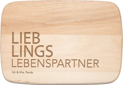Produktbild von Mr. & Mrs. Panda Schneidebrett Holz Lebenspartner - Transparent - Geschenk, Geschenkidee, Holzbrett, Ehemann, Spruch, massivholzbrett, Frühstücksbrett, Küchenbrett