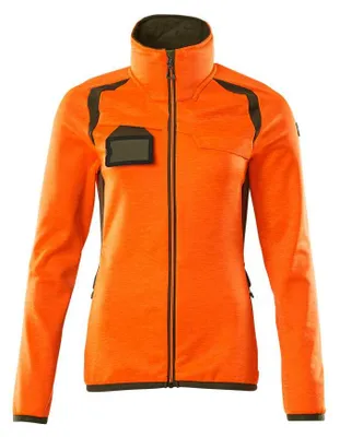 Produktbild von MASCOT® Fleecepullover mit Reißverschluss, Damen Microfleecejacke Größe L, hi-vis orange/moosgrün | Packung (1 Stück)