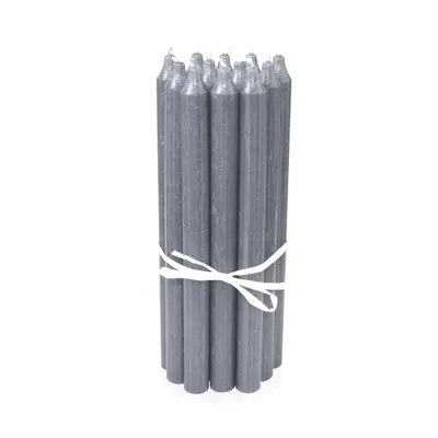 Produktbild von Dänische Premium Stabkerzen 12er Set, Leuchterkerzen, Tischkerzen, Tafelkerzen Farbe: Hellgrau, Höhe: 29 cm