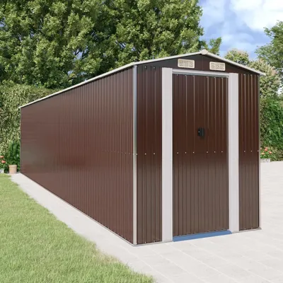 Immagine prodotto di VidaXL Casetta da giardino 192x855x223 cm in acciaio zincato marrone scuro