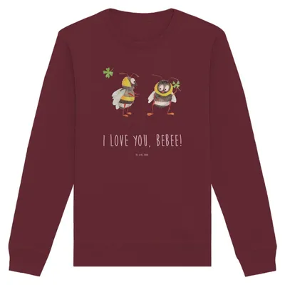 Produktbild von Mr. & Mrs. Panda Bio Pullover Bienen Paar Größe XXL - Burgundy - Geschenk, Hochzeitstag, Valentinstag, Pulli, Rundhals, Freundin, Baumwoll, Sweatshirt, für, Frauen