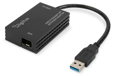 Produktbild von Digitus USB 3.0 Gigabit SFP Netzwerkadapter, USB Typ-A, SFP, Männlich, SFP, Schwarz, Passiv