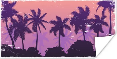 Produktbild von MuchoWow® Poster Palmen - Nacht - Sommer 150x75 cm - ohne Rahmen