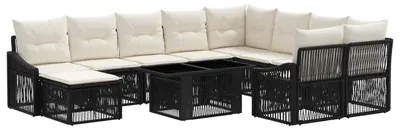 Produktbild von vidaXL Gartensofa-set 11 stk. Schwarz und Cremeweiß Poly-Rattan