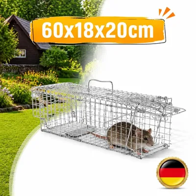 Produktbild von Lebendfalle Klappfalle 60x18x20cm Waschbär Ratten Katzen Metall Robust Falle DE