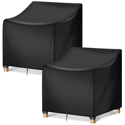 Immagine prodotto di Copertura per sedia da giardino, confezione da 2, dimensioni 89x97x59/79 cm, colore nero, tessuto Oxford 420D