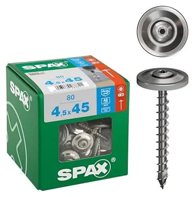 Immagine prodotto di SPAX® 4587000450456 Viti per lattoneria SPAX® T20 a testa bombata A2 4587000450456 4,5 mm x 45 mm, 80 pezzi