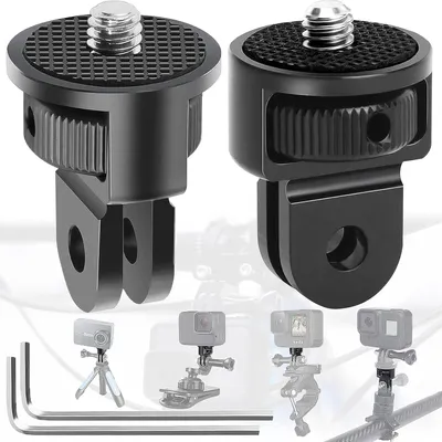 Produktbild von 2 Stück Stativ Adapter, 360° Einstellung Stativ Adapter, 1/4 Zoll Adapter Kamerahalter, Gewinde Adapter Kamera, Mit 2 Schraubenschlüsseln, Für Gopro, Sjcam und Anderen Action-Kameras(Schwarz)