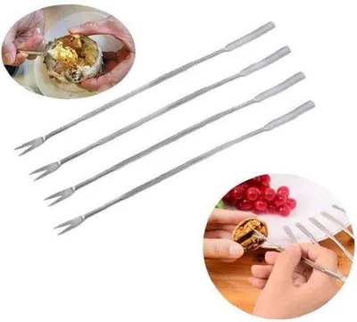 Produktbild von Famanu Set von 4 Edelstahl Meeresfrüchtegabeln und Krabbenpickern - Küchengeräte