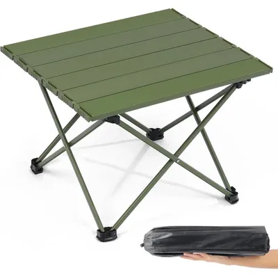 Produktbild von Campingtisch Klappbar Klein Aluminium Grün mit Tasche Stabil 25kg Traglast