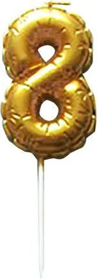 Produktbild von Kerzen-Ballon "8", 3,7 x 5,9 cm, Tortendeko, goldfarben