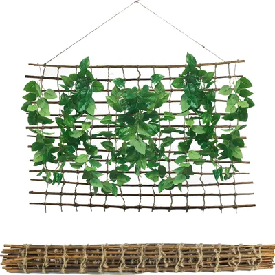 Produktbild von Rankhilfe aus Weide für Kletterpflanzen 100x200 cm | Rankgitter mit Juteschnur, Gartenstütze für Pflanzenwachstum und Dekoration, Ranknetz Rankleiter