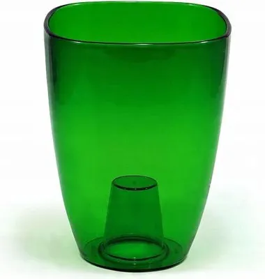 Zdjęcie produktu dla Doniczka do storczyków VERDENIA 12,5 cm – Zielona, Plastikowa Osłonka Transparentna