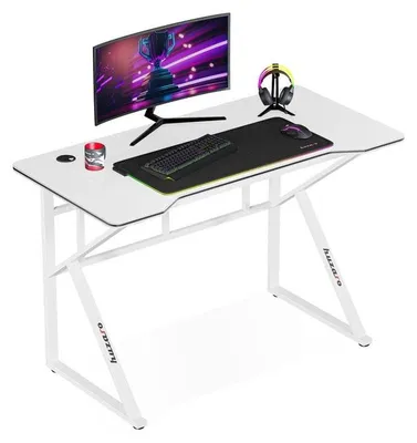 Produktbild von Ergonomischer Gaming-Schreibtisch, 120x60 cm, weiß, mit Kabelmanagement und Carbon-Beschichtung